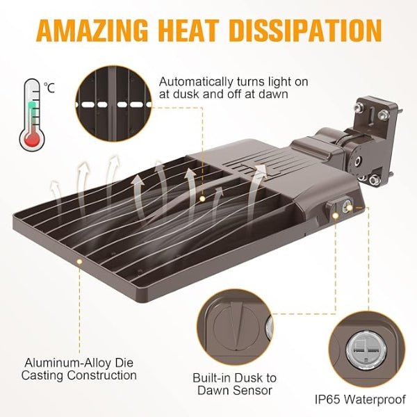 NG-PL-320W LED Parking Lot Area Light 5000k Daylight Premium DLC