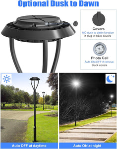 LED 150W Dusk to Dawn Circular Post Top Fixture 5000k Integrated Photocell 18600LM 120-277V