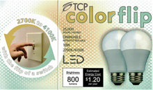 Load image into Gallery viewer, 2 Pack TCP Color Flip LED light bulbs 27k 4k 5k Red Blue Green Purple Yellow ColorFlip