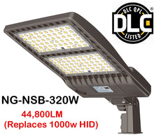 Load image into Gallery viewer, NG-NSB-320W LED PREM DLC Shoebox Light Fixture 5000K Slip Fitter or Pole Mount 44,800LM 120-277v Integrated Photocell