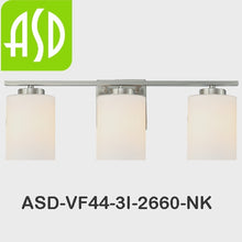 Load image into Gallery viewer, ASD Bathroom Vanity Fixture Satin Nickel Opal Glass Shades 2, 3 or 4 lamps