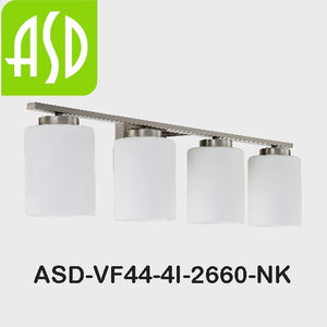 ASD Bathroom Vanity Fixture Satin Nickel Opal Glass Shades 2, 3 or 4 lamps