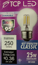 Load image into Gallery viewer, TCP FG16D2540E26SCL95 Clear LED 3w Filament Globe Bulb 95 CRI Dimmable 4k E26