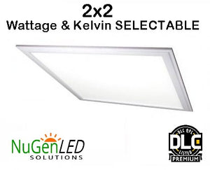 2x2 SELECTABLE WATTAGE and COLOR LED Flat Panel DLC 120-277v