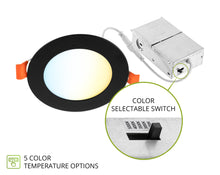 Load image into Gallery viewer, 4in Black 12 pack ASD‐JBR‐4D12AC‐BK cut-in wafer slim downlight 12w color selectable dimmable
