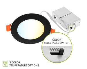4in Black 12 pack ASD‐JBR‐4D12AC‐BK cut-in wafer slim downlight 12w color selectable dimmable