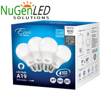 Load image into Gallery viewer, 4 PACK - EURI EA19-6050e-4 A19 Dimmable 5k Daylight 9w LED 60w Replacement 800 LM