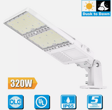 Load image into Gallery viewer, White NG-PL-320W LED Parking Lot Area Light Universal Mounting Bracket Dusk to Dawn
