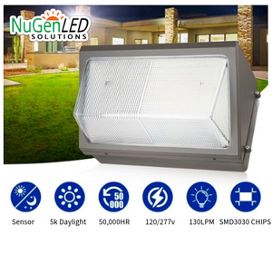 NG-WP-150W-508P-GLS 150w LED Wall Pack with Photocell 5000k Daylight 120/277vac