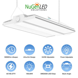 NG-LHB-240WCD-358 LED LINEAR HIGH BAY 240W/200W/150W CCT TUNABLE 3/4/5K 100-277VAC