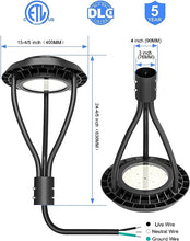 Load image into Gallery viewer, LED 60W Circular Post Top Fixture 5000k 5YR Warranty 8400 lm Integrated Photocell