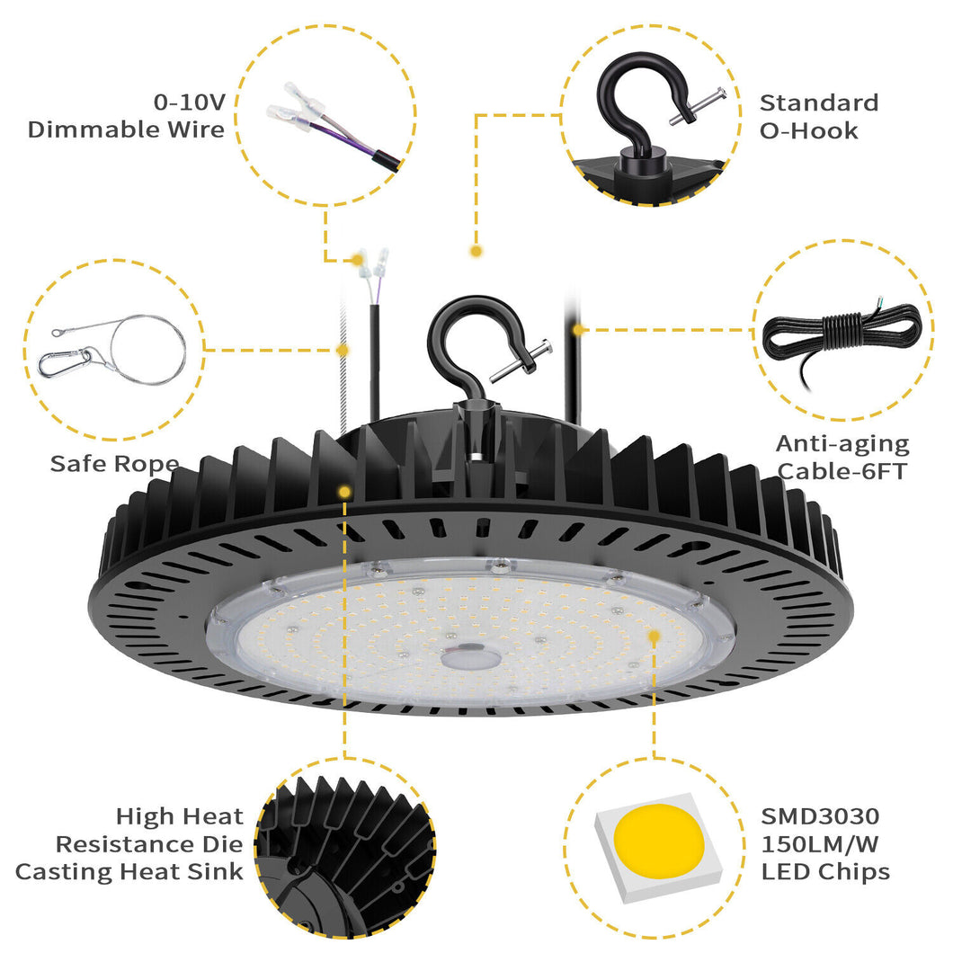 NG-IHB-240W-508-B 240 Watt Industrial High Bay LED Light Fixture DLC 5000K dimmable NG-IHB-240W