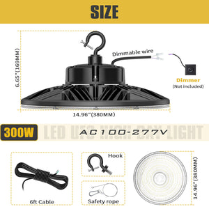 NG-UFOPR-300W-508-B 300w LED UFO High Bay 5000k 120/277vac 5YR Warranty 39,800 Lumens