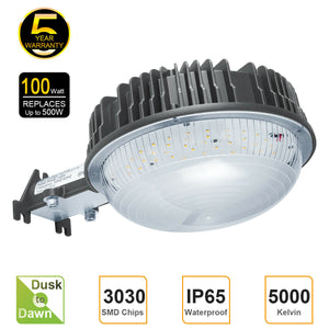 100 Watt LED Dusk Dawn Barn Light & Photocell Sensor 12000LM 5k IP65 100-277v 5YR