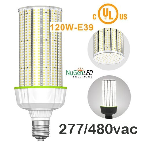 480v 120 Watt Corn Bulb Choose 5000k 6000K 15317LM 277-480VAC 5YR