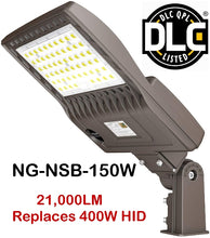 Load image into Gallery viewer, NuGen LED NG-NSB-150W PREMIUM DLC Shoebox Pole Light Fixture 5000K 21,000LM CHOOSE AC120-277V or 277-480V