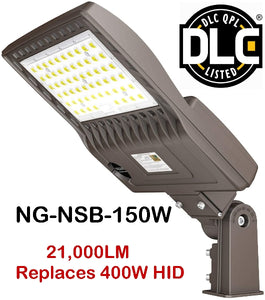 NuGen LED NG-NSB-150W PREMIUM DLC Shoebox Pole Light Fixture 5000K 21,000LM CHOOSE AC120-277V or 277-480V