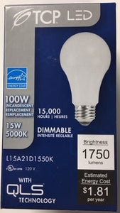 12 PACK L15A21D1550K - 15 Watt Dimmable LED A19 A21 1750LM 100W Equal 5000k Energy Star