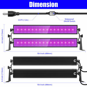 160 UV LED Black Light Double Bar Glow Party DJ Club Stage Lighting - IP65 Weatherproof