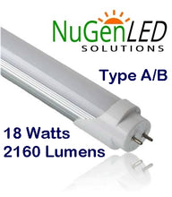 Load image into Gallery viewer, 25 PACK ~ 18 Watt Zohnson LED T8 Tubes 2160LM Type A B Dual End Double Bypass Plug and Play Tube 5000k Frosted