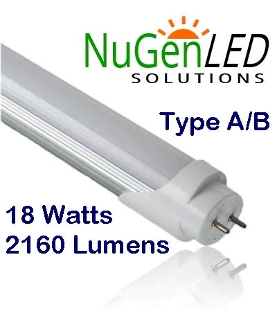25 PACK ~ 18 Watt Zohnson LED T8 Tubes 2160LM Type A B Dual End Double Bypass Plug and Play Tube 5000k Frosted