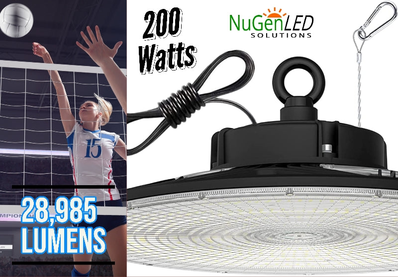 200 Watt UFO Round High Bay LED 28,985 LM Premium DLC 5000K NG-UFOPR-200W-50K 120-277VAC