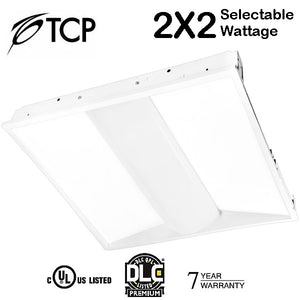 TCP 2X2 3 Selectable Wattage Center Basket Volumetric Troffer 4100k or 5000k TRV2UZD3841K TRV2UZD3850K DLC PREM 7YR WARRANTY 23 29 38 WATT