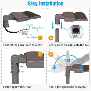 NG-SB-320WH-508 LED 480v Shoebox Pole DLC Light Fixture 5000K Slip Fitter or Arm Mount 44,800LM