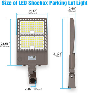 NG-NSB-320W LED PREM DLC Shoebox Light Fixture 5000K Slip Fitter or Pole Mount 44,800LM 120-277v photocell Option