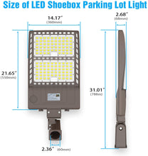 Load image into Gallery viewer, NG-SB-320WH-508 LED 480v Shoebox Pole DLC Light Fixture 5000K Slip Fitter or Arm Mount 44,800LM