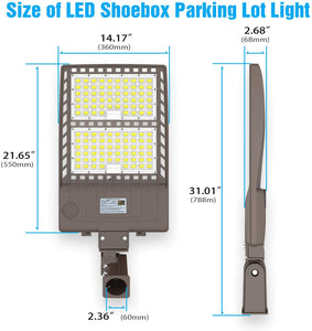 NG-SB-320WH-508 LED 480v Shoebox Pole DLC Light Fixture 5000K Slip Fitter or Arm Mount 44,800LM