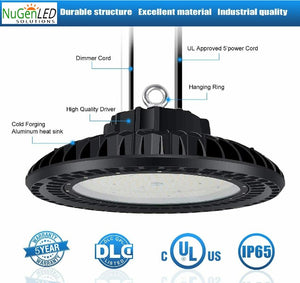 300 Watt UFO Round High Bay LED Light Fixture 41,000 Lumens DLC 5000K NG-UFO-300w-5000k