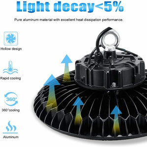 300 Watt UFO Round High Bay LED Light Fixture 41,000 Lumens DLC 5000K NG-UFO-300w-5000k