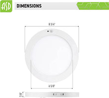 Load image into Gallery viewer, ASD-MPR-9N18CC-MS-WH  LED Round Surface Mini Panel 9&quot; 18W CCT Selectable 3000/4000/5000K Motion Sensor White Energy Star