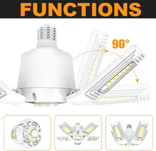 Load image into Gallery viewer, 100 Watt LED Adjustable 5 Blade Leaf E26 E39 11000 Lumens Garage Shop Light