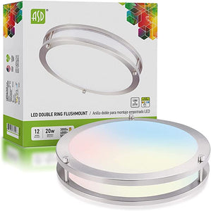 ASD-LFMDR-12D20CC-NK 12 Inch Ceiling Light 3000 4000 5000K Adjustable 120-277V LED Fixture 20W 1400LM Brushed Nickel Energy Star
