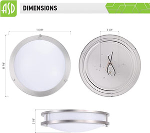ASD-LFMDR-12D20CC-NK 12 Inch Ceiling Light 3000 4000 5000K Adjustable 120-277V LED Fixture 20W 1400LM Brushed Nickel Energy Star