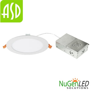 12 Pack ASD-JBR-6D15AC-WH-12PACK ASD LED Round Recessed Downlight 6" 15W CCT Selectable 2700/3000/3500/4000/5000K Energy Star