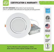 Load image into Gallery viewer, 6-PACK ASD-LMPJBR-GB-6D12CC-WH 6 in Gimbal Canless Recessed Downlight 3000k-4000k-5000k color adjustable