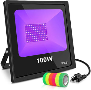 100w Club Stage Event Party Flood Lights - UV Novelty Black Light with Neon Tape