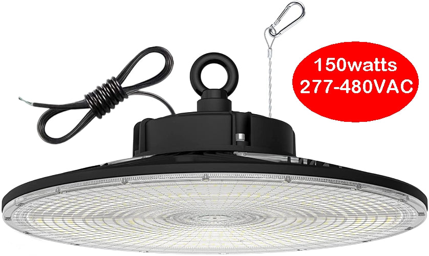 480v 150 Watt UFO Round High Bay LED Fixture 20079 Lumens Premium DLC 5000K Dimmable