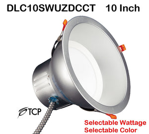 TCP 10" Selectable Wattage Tunable Color Temperature Commercial Recessed Downlight – 100 Watt Replacement DLC10SWUZDCCT 10 inch