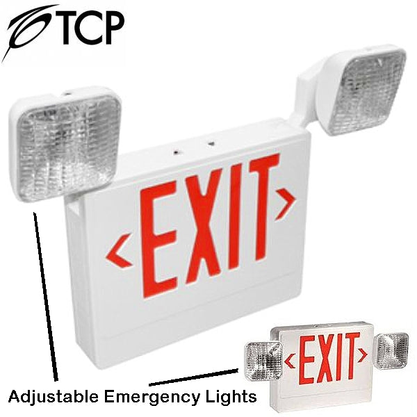 TCP LED20784 3.8W LED WHITE Emergency Exit Light Remote Combo Adjustable Dual Head Battery Backup