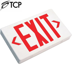 TCP 22743 Red White Snap Together LED Exit Sign Fixture Battery Backup Slim Polycarbonate 2.3w