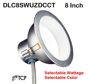 TCP 8" Selectable Wattage Tunable Color Temperature Commercial Recessed Downlight – 85 + Watt Replacement DLC8SWUZDCCT 8 inch