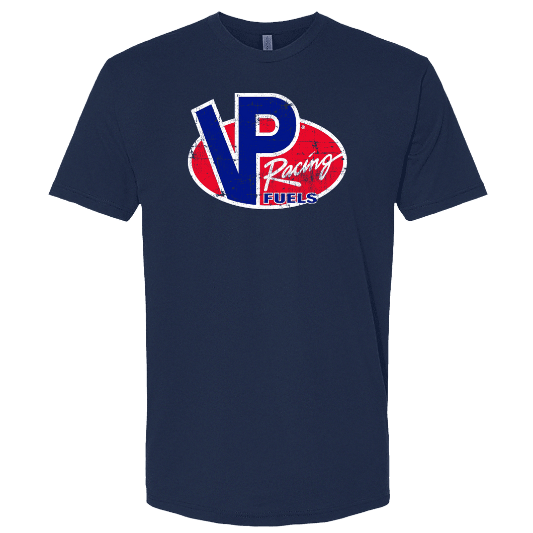 VP Racing Fuels Vintage Logo Distressed Mens T Shirt Navy Blue # 9508