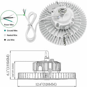 WHITE 200 Watt UFO Round High Bay LED Light Fixture 29,848 LM DLC 5K dimmable NG-UFO-200W