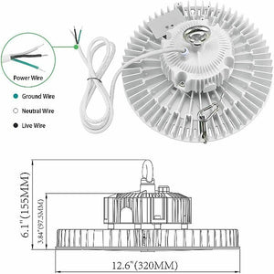 WHITE 150 Watt UFO Round High Bay LED Light Fixture DLC 5K dimmable NG-IHB-150W