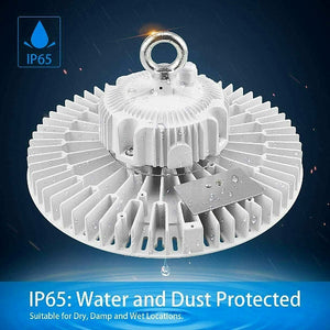 WHITE 150 Watt UFO Round High Bay LED Light Fixture DLC 5K dimmable NG-IHB-150W