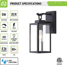 Load image into Gallery viewer, ASD-WLT21-1326-BK LED Outdoor Wall Lantern Sconce 13in Black E26 with Bulb
